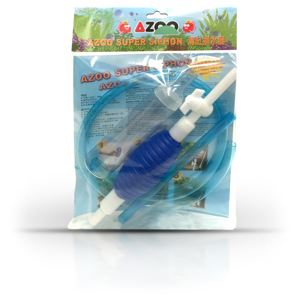 AZOO Super Siphon, sifón con manguera flexible, válvula y bomba manual, mediano