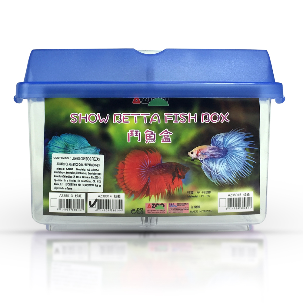 Betta habitat, mini acuario con separación transparente y negra para peces Betta, azul